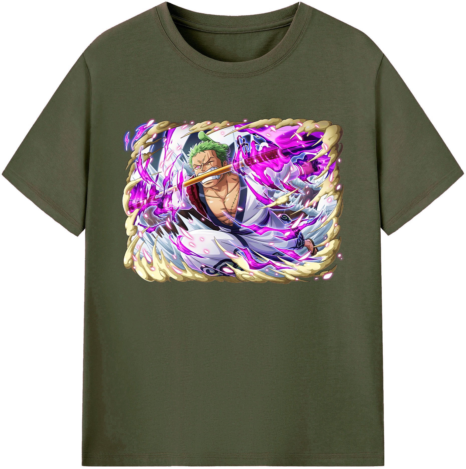 ワンピース ロロノア・ゾロ ONE PIECE Roronoa Zoro 綿100％ メンズ半袖Tシャツ｜肌触りやわらか＆通気性